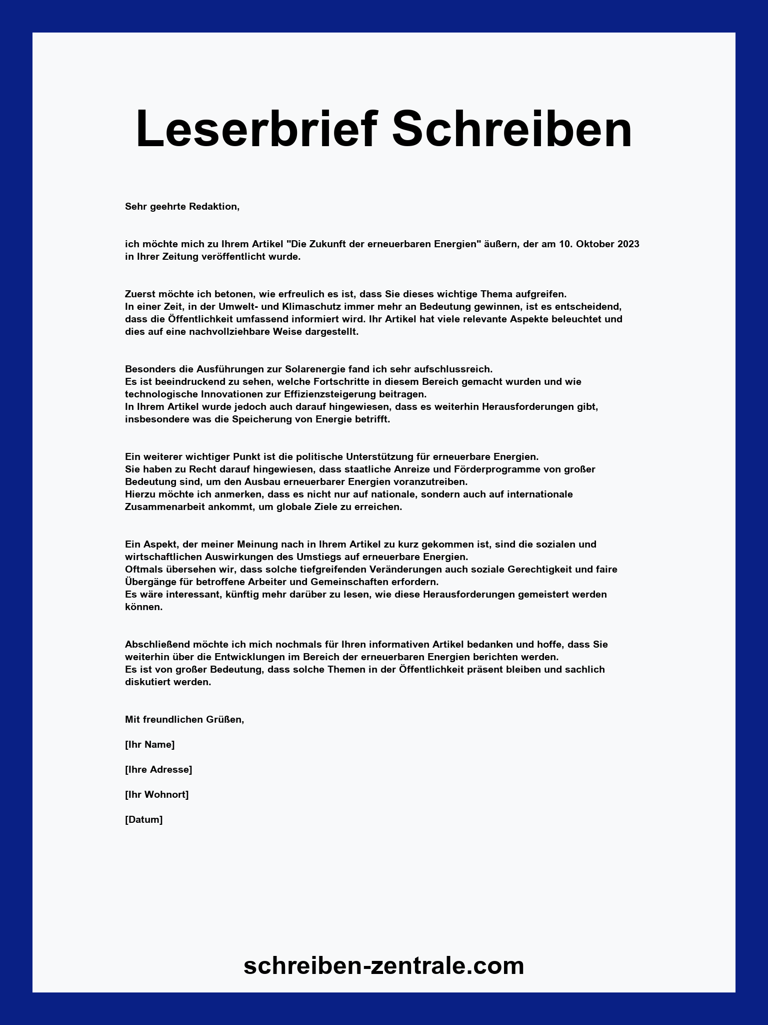 Leserbrief Schreiben Muster PDF